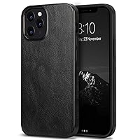 TENDLIN Compatible with iPhone 12 Pro Max Case Premium Leather TPU Hybrid Case (Black)
