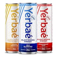Yerbae Energy Seltzer - Variety Tropical Pack, 0 Sugar, 0 Calories, 0 Carbs, Energized by Yerba Mate, Naturally Caffeinated & Plant-Based, Healthy Alternative to Coffee and Sugary Sodas, 12oz cans (12 Pack)