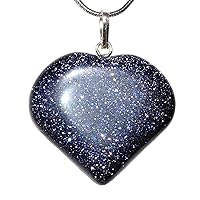Zenergy Gems Charged Natural Himalayan Gemstone Crystal Puffy Heart Pendant Necklace + 20