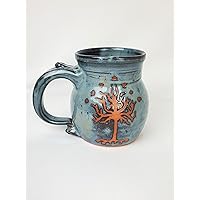Huge Hand Thrown Pottery Mug with Tree of Life Mug or Tree of Gondor Handmade in North Carolina