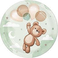 Creative Converting Teddy Bear Baby Shower Party Tableware Range - Teddy Bear Paper Lunch Plates - 8 Pack
