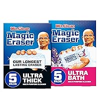 Bundle of Mr. Clean Magic Eraser Ultra Bath Multi Purpose Cleaner for Bathroom, 5ct + Mr. Clean Magic Eraser Ultra Thick Multi Purpose Cleaner, 5ct