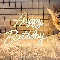 Happy Birthday Neon Sign, Happy Birthday Light Up Sign, Neon Happy Birthday Sign, Happy Birthday Led Sign for Backdrop All Birthday Party Decoration USB Powered Warm White,16.5