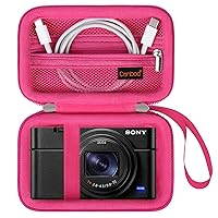Canboc Carrying Case for Sony RX100 VII/ RX100 VI/ RX100 V/ RX100 IV/ RX100 III Compact Digital Camera, Point and Shoot Vlogging Camera Bag, Zipper Mesh Pocket fits USB Cable, Batteries, Rosered