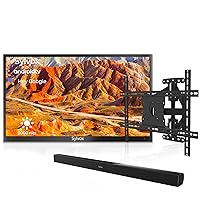 SYLVOX Outdoor TV with Bluetooth Soundbar & TV Wall Mount, Smart Outdoor TV 65” 2000 Nits Full Sun, 4K UHD Weatherproof Outdoor TV with Voice Control, IP55 Android TV for Outside (Pool Pro Series)