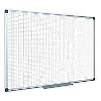 Maya Gridded Dry Wipe Aluminium Framed Double Sided Whiteboard 90x60cm