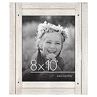 Americanflat 8x10 Picture Frame in Aspen White - Rustic Picture Frame with Textured Engineered Wood, Polished, Crystal-Clear Glass, and Easel - Horizontal and Vertical formats for Wall and Tabletop