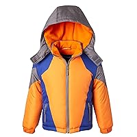 Coats for Boys Fleece Lined Snowboard Hooded Colorblock Winter Puffer Jacket