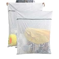 Oversized Honeycomb Mesh Laundry Bags, 2 Pack 35x43.3 inch Heavy Duty Delicate Wash Bag with Zipper.