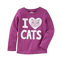 OshKosh Girls'I Love Cats L/S Tee W/Cat, Purple