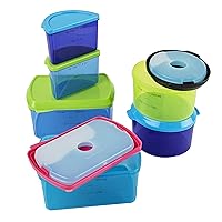 Kids' Reusable Lunch Box Container Set with Built-In Ice Packs, 14-Piece Healthy Lunch and Snack Kit, BPA-Free Microwave Safe, Portion Control