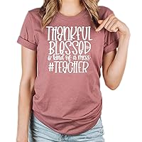 Thankful Blessed and Kind of Mess Teacher Thanksgiving Funny Gift Shirt