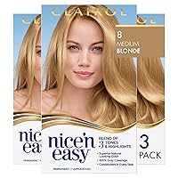Nice'n Easy Permanent Hair Dye, 8 Medium Blonde Hair Color, Pack of 3