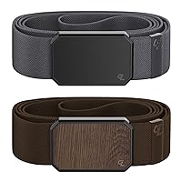 Groove Life Black/Stone and Walnut/Brown Groove Belt Loadout Men's Stretch Nylon Belt with Magnetic Aluminum Buckle, Lifetime Coverage - Medium