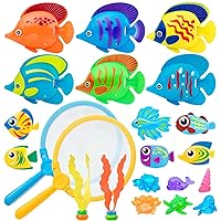23 Pcs Pool Toys for Kids, Bath Toys Dive and Grab Fishing Game Set, Diving Toys for Summer Pool Swimming Bath Time