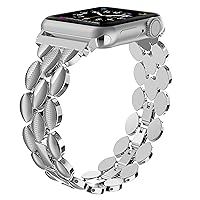 Moolia Compatible with Apple Watch Band 38mm 40mm 41mm Metal Fashion Women Replacement Strap Bracelet for iWatch Series 9/8/7/6/5/4/3/2/1 Silver