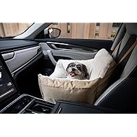 Best Pet Supplies Dog Pet Booster Seat for Car, Truck, and SUV Travel with Soft Plush Cushion with Tall Pillow and Walls, Comfortable Bedding with Secure Straps - Brown