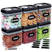 Airtight Storage Boxes Set - 10 Labels and Markers - Kitchen and Pantry Storage - BPA Free - Plastic Storage Boxes with Upgraded Lids (6 Pieces - 1.5L)
