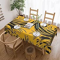 Rectangle Tablecloth Table Cloth for Kitchen Mustard Yellow and Black Dinning Table Cloths Waterproof Wrinkle Free Dinning Table Cover Decoration Tabletop Cloth for Outdoor Indoor