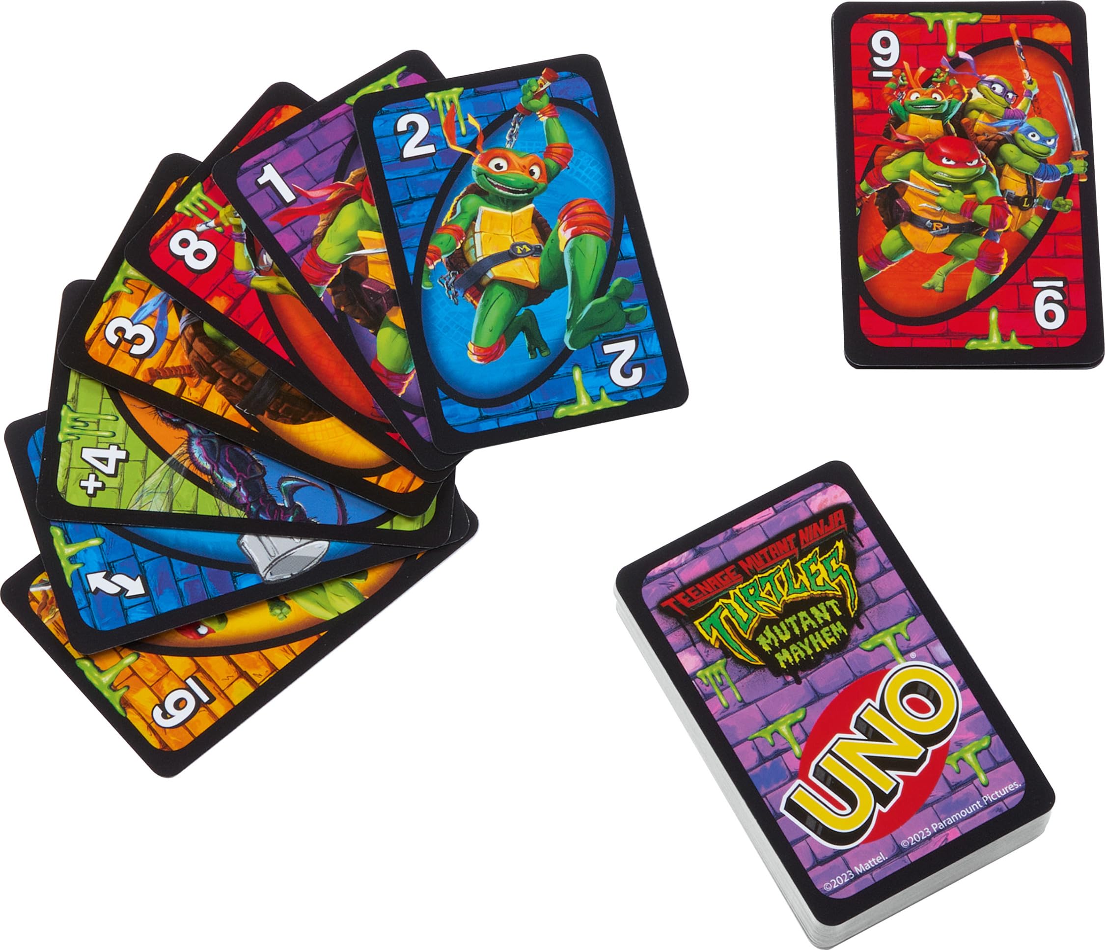 UNO Teenage Mutant Ninja Turtles Mutant Mayhem Card Game for Family Night, Travel & Camping