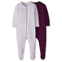 Moon and Back Unisex Babies' Organic Cotton Footed Sleep and Play, Pack of 2