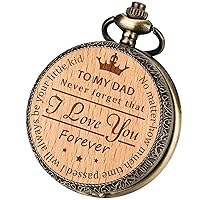 Engraved Antique Personalized Pocket Watch and Chain Steampunk Fob Vintage Pocket Watches for Men Souvenirs Birthday Gifts for Men, to My Dad, to My Son