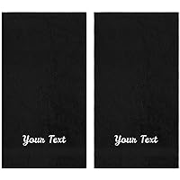 Personalized Towels, Hotel & Spa Quality, Super Soft, Highly Absorbent, Bathroom Towel Sets, 100% Turkish Genuine Cotton Monogrammed Towels 2 Piece Hand Towel Set for Face, Dorm, Gym & Spa, Black