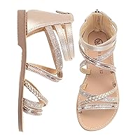 Vonair Girls Gladiator Sandals Cute Strappy Sandals with Zipper Summer Shoes for Little/Big Kids