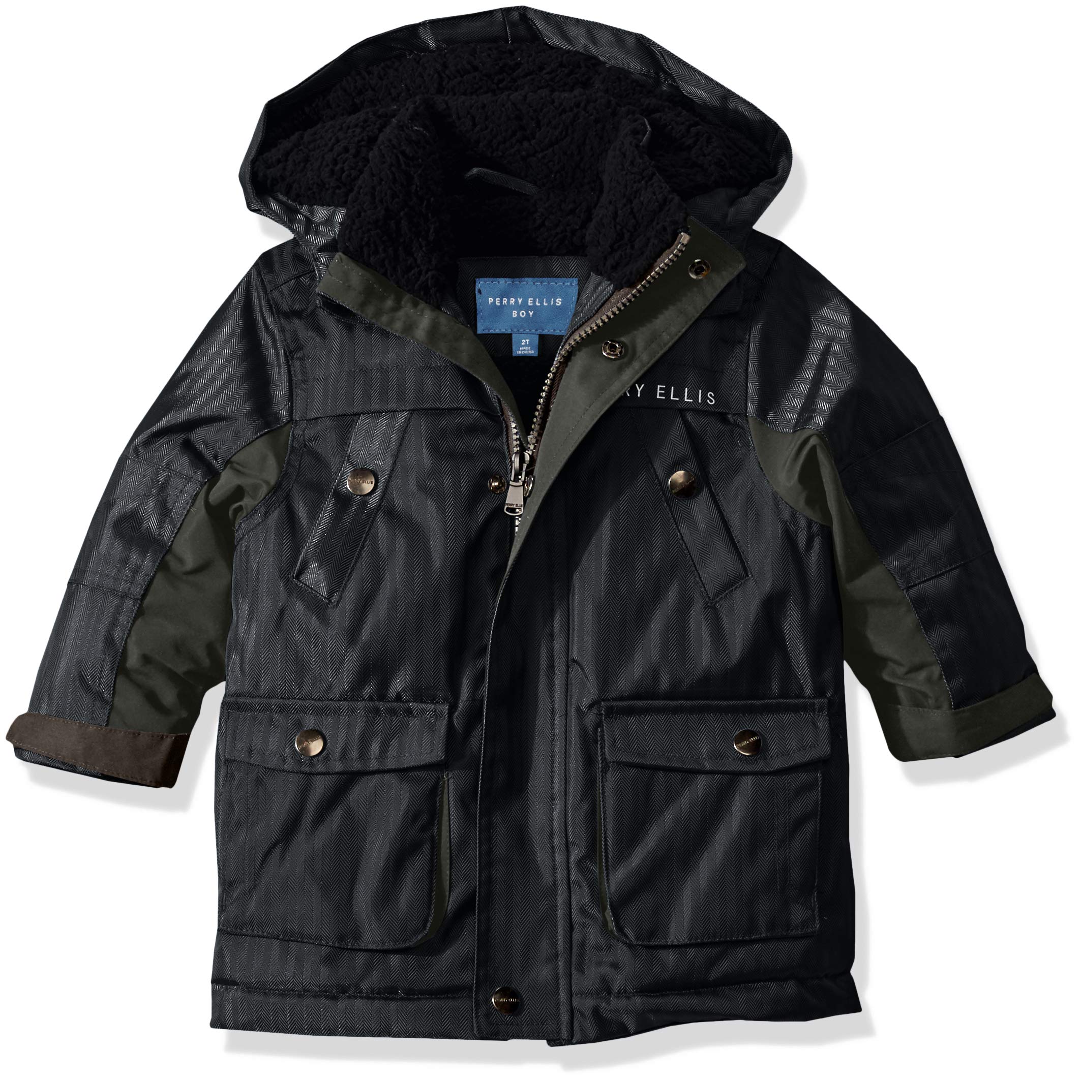 Perry Ellis Boys' Big Herringbone Utilty Parka