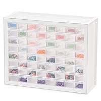 IRIS USA 64 Drawer Stackable Storage Cabinet for Hardware Crafts, 19.5-Inch W x 7-Inch D x 15.5-Inch H, White - Small Brick Organizer Utility Chest, Scrapbook Art Hobby Multiple Compartment