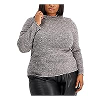 Women Plus Size Trendy Hacci Turtleneck Sweater (1X, Black)
