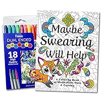 Adult Coloring Book Set - for Adults Relaxation with Markers in a Case - Motivational Swear Word Anxiety Relief - Color Cuss & Laugh Your Way to Less Stress