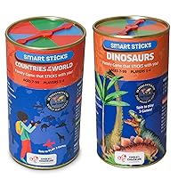 Chalk and Chuckles Smart Sticks: Countries of The World + Dinosaurs, A Super Fun Learning, Family and Travel Game, Gifts for Ages 7-99 Years- (Set of 2 Toys)