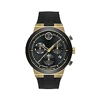 Movado Bold Men's Swiss Quartz Stainless Steel and Silicone Strap Watch, Color: Black (Model: 3600855)