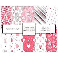 Sweetheart Pink White Vinyl Permanent Adhesive Craft Vinyl Valentines Pattern Bundle 3 Sheets 12 X 12