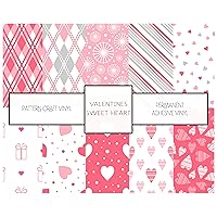 Sweetheart Vinyl Permanent Adhesive Vinyl Valentines Heart Pattern Craft Vinyl 12 x 12 (24G, 1)