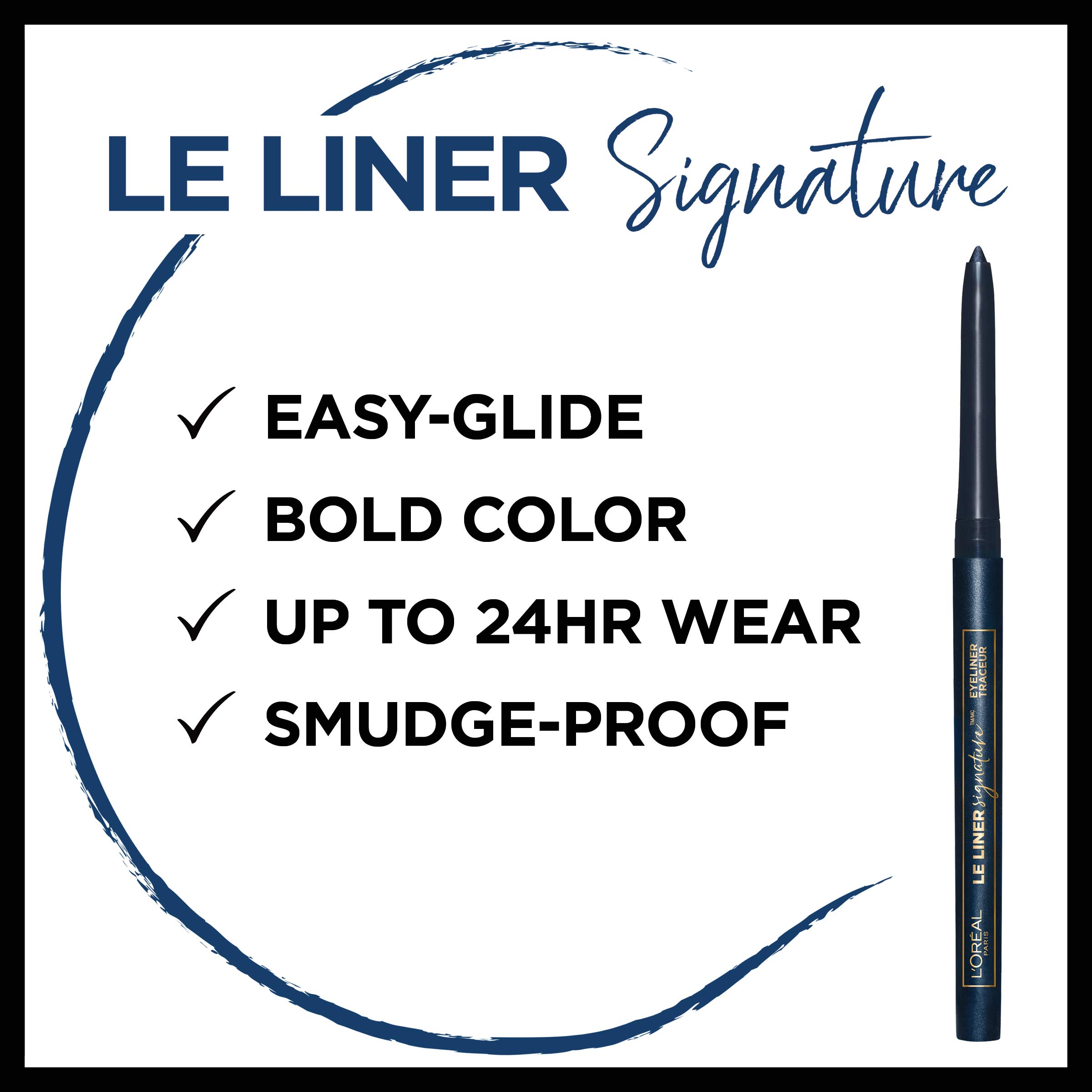 L'Oreal Paris Makeup Le Liner Signature Mechanical Eyeliner, Easy-Glide, Smudge Resistant, Bold Color, Long Lasting, Waterproof Eyeliner, Blue Jersey, 0.011 oz., 1 count