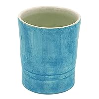 Turquoise Ceramic Mug with no Handle, Portuguese Pottery Cup