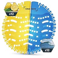 Urinal Screen Deodorizer (24 Pack) Urinal Cakes Fresh 3d Wave Anti-Splash Odor Protection for Toilets in Bathroom Office Stadiums Schools with Free Gloves - 12pcs Blue Ocean and 12pcs Yellow Lemon