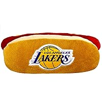 NBA Los Angeles Lakers HOT Dog Plush Dog & CAT Squeak Toy - Cutest HOT-Dog Snack Plush Toy for Dogs & Cats with Inner Squeaker & Beautiful Basketball Team Name/Logo 8 x 5 x 3 Inches