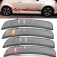 NSLUMO Euro Clear Side Marker Lights for 2012-2017 Fiat 500 Sport Amber Front & Rear Red Marker Lights Replace OEM Bumper Sidemarker Lamps