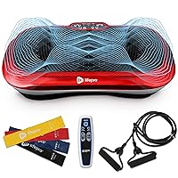 LifePro Vibration Plate Exercise Machine Red- Whole Body Workout Vibration Fitness Platform w/ Loop Bands - Home Training Equipment - Remote, Balance Straps, Videos & Manual