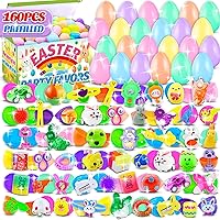 160pcs Prefilled Easter Eggs with Toys Inside Easter Basket Stuffers Egg Hunt Supplies Easter Party Favors for Kids Easter Gifts Classroom Prize