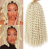 Leeven 7 Packs Blonde Synthetic Water Wave Passion Twist Crochet Braids Hair for Women 12 Inch Short Bohemian Twist Braiding Hair for Distressed Butterfly Locs Hair 613#