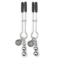 Fifty Shades of Grey The Pinch Nipple Clamps - Adjustable Weight Metal Nipple Clamps for Sex Pleasure - Silicone Coated Clip - Includes Satin Bag - Silver