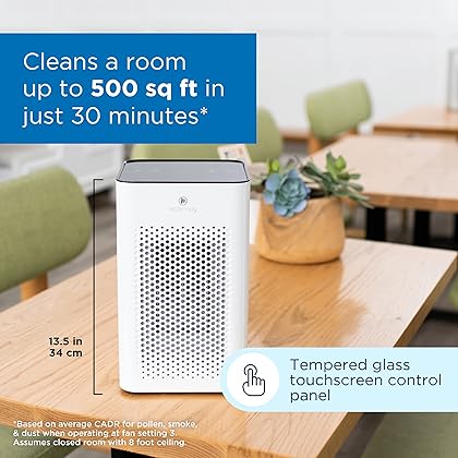Medify Air MA-25 Air Purifier with H13 True HEPA Filter | 500 sq ft Coverage | for Allergens, Wildfire Smoke, Dust, Odors, Pollen, Pet Dander | Quiet 99.7% Removal to 0.1 Microns | White, 1-Pack