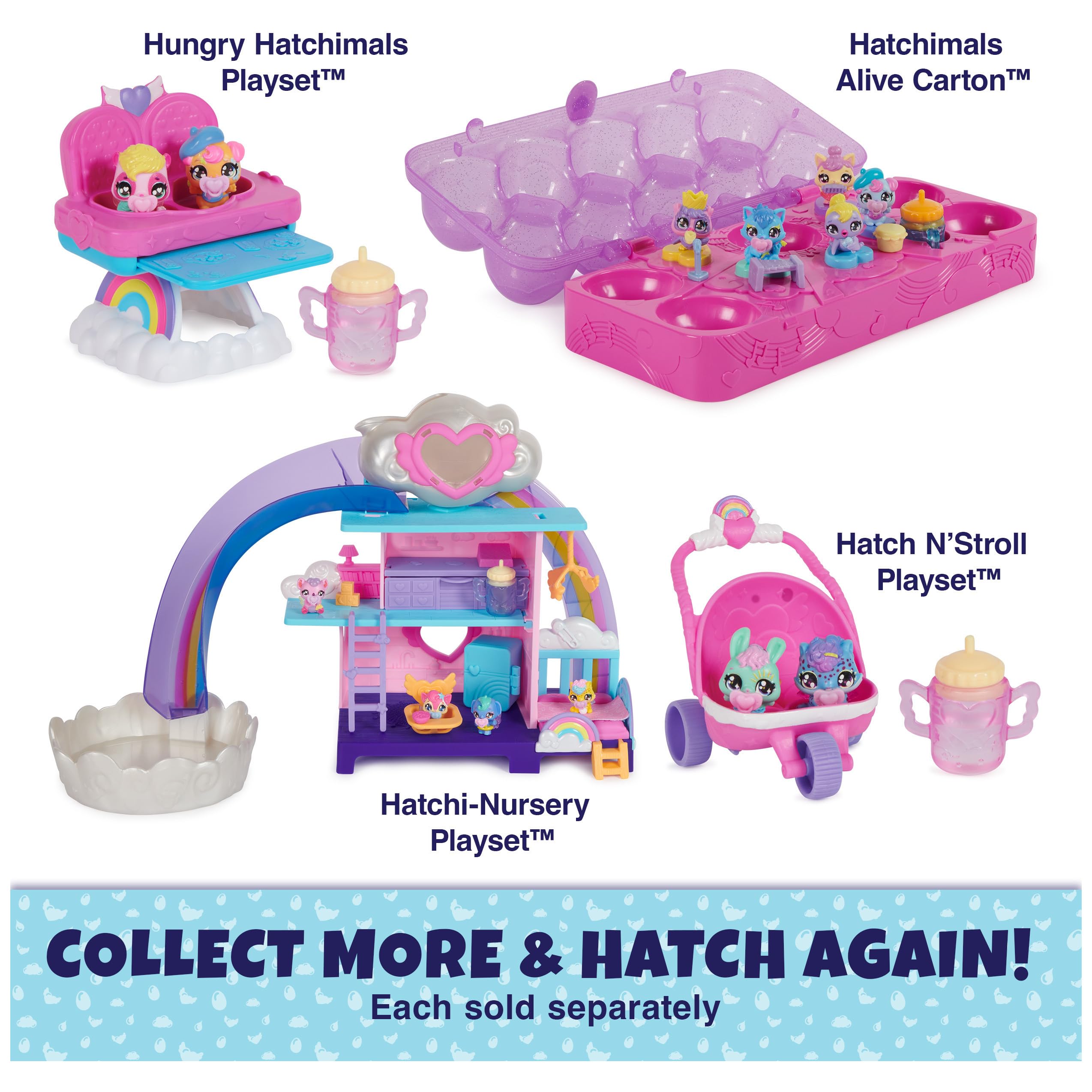 Hatchimals Alive, Hungry Hatchimals Playset with Highchair Toy and 2 Mini Figures in Self-Hatching Eggs, Kids Toys for Girls and Boys Ages 3 and up