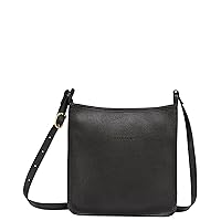 Longchamp 'Le Foulonne' Medium Leather Crossbody Tote Handbag, Black