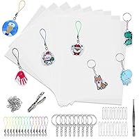 BAPHILE Heat Shrink Plastic Sheets Keychain Kit,206 Pcs Shrinky Sheets Kits for Shrinky,Including 20 Pcs Shrink Paper Sheets,Keychains Accessories Hole Punch for Crafts and Keychains Ornaments