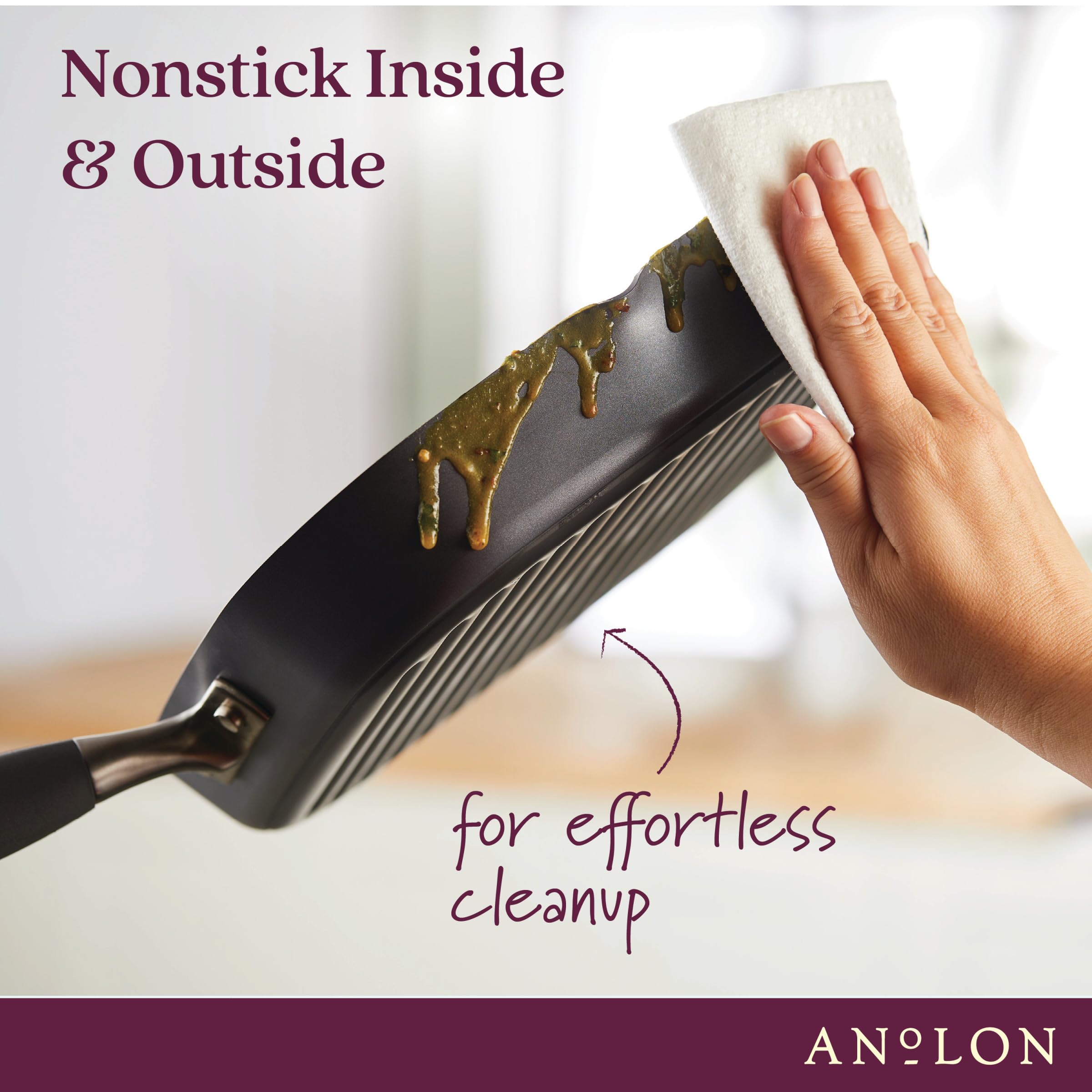 Anolon Advanced Hard Anodized Nonstick Square Griddle Pan/Grill with Pour Spout, 11 Inch, Graphite